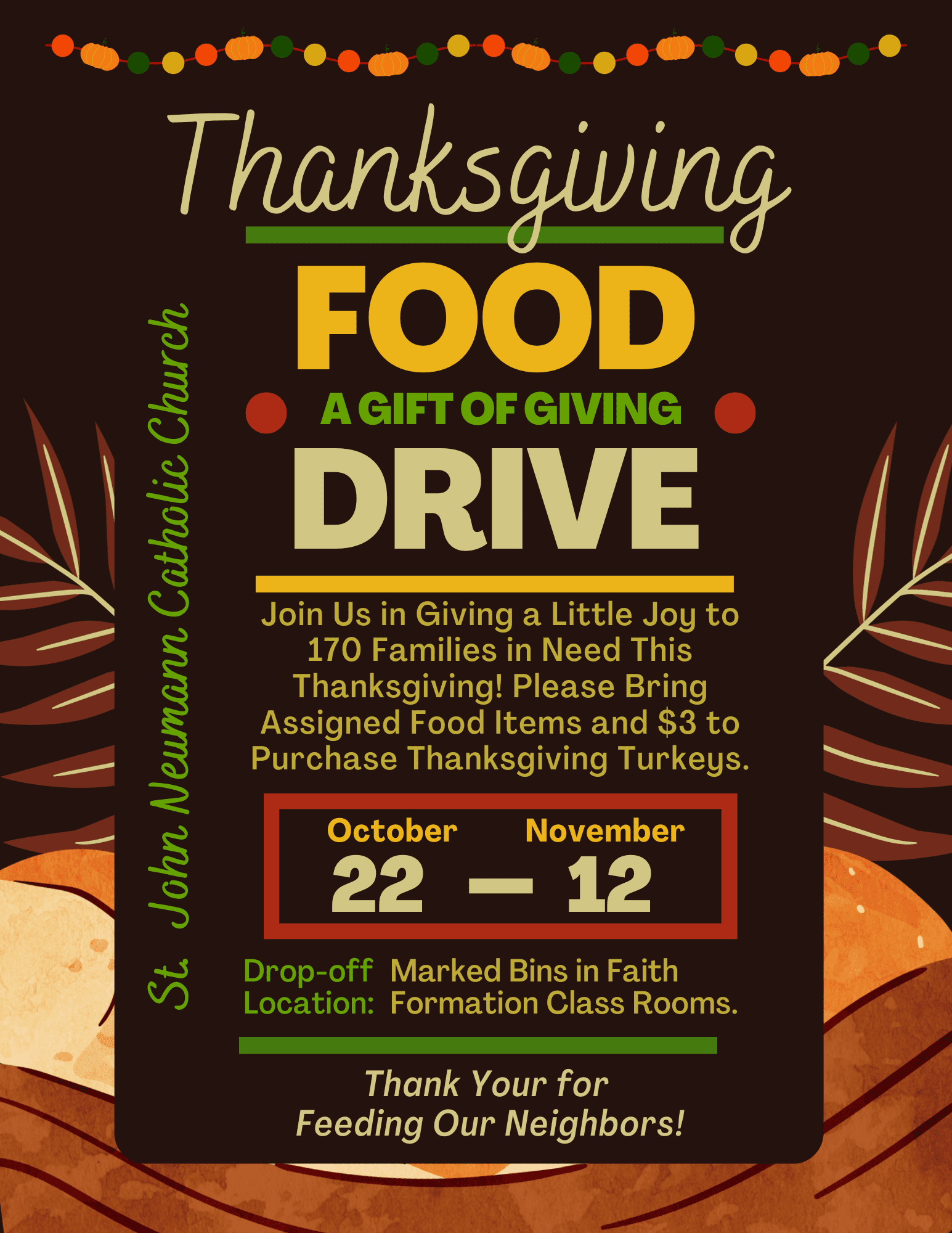 2023 Thanksgiving Food Drive – Saint John Neumann